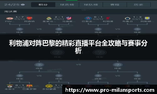 利物浦对阵巴黎的精彩直播平台全攻略与赛事分析